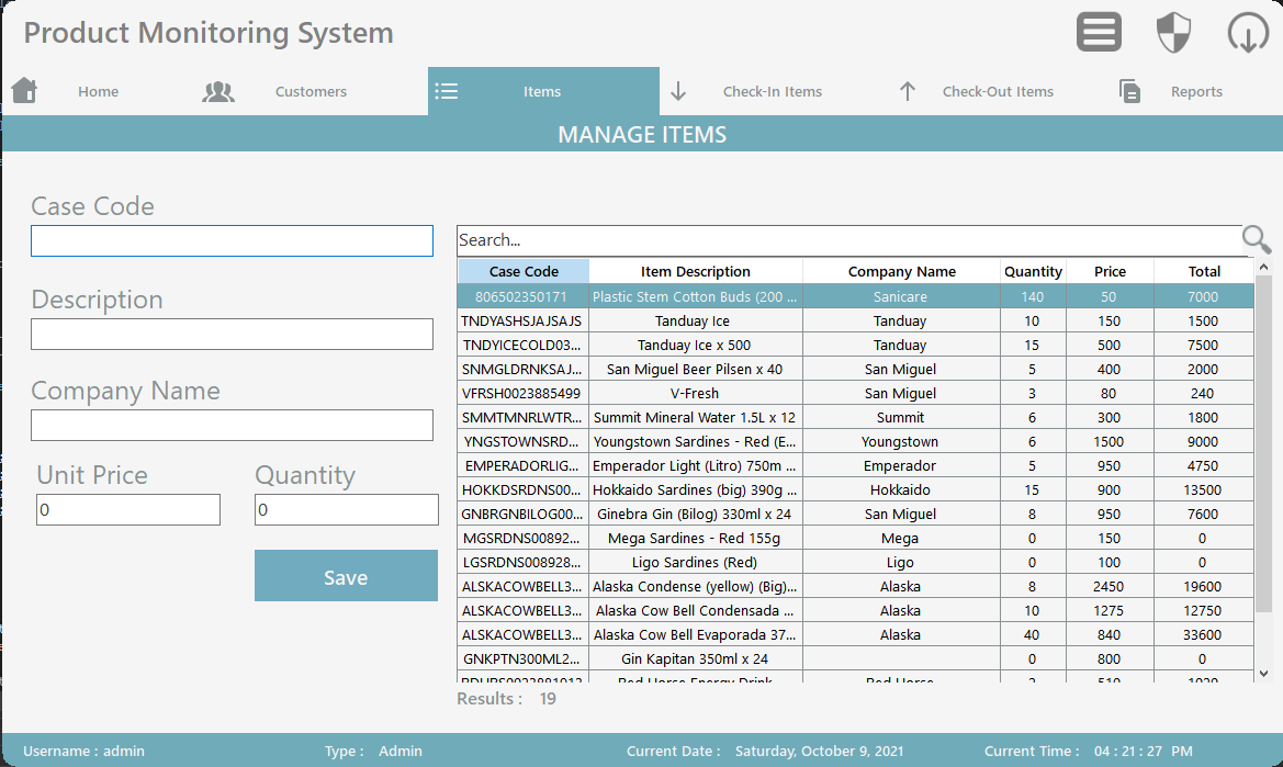 PRODUCT MONITORING SYSTEM